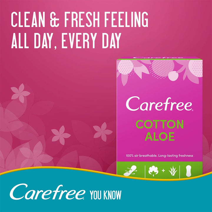 Carefree Breathable Cotton Panty Liners With Cotton & Aloe Extract, Pack of 30's - Easy Pharmacy LLC