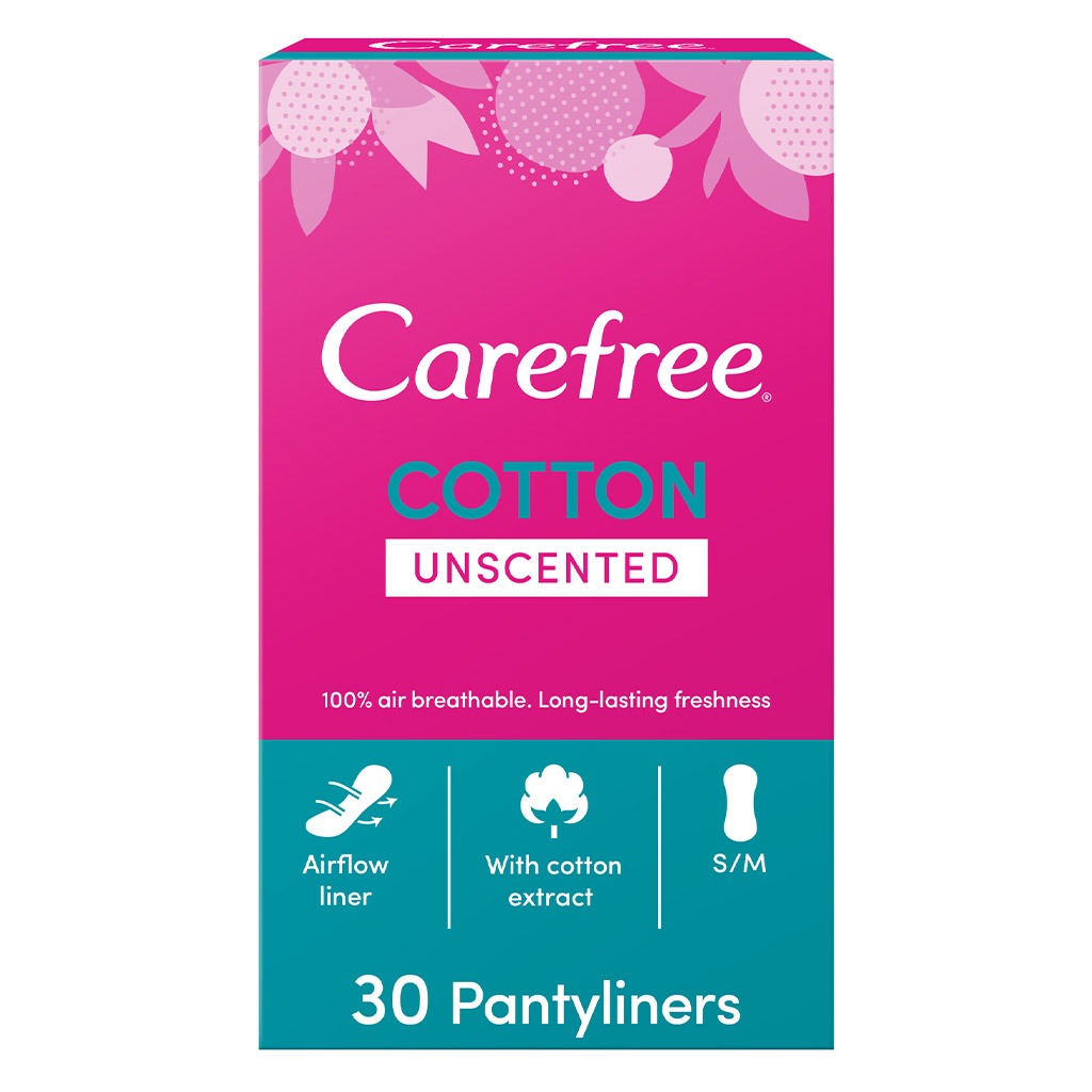 Carefree Breathable Cotton Unscented Panty Liners, Pack of 30 - Easy Pharmacy LLC
