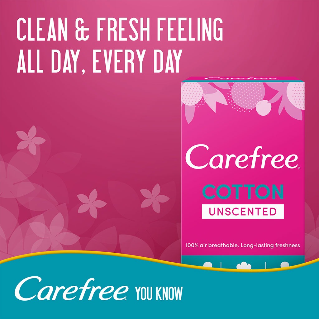 Carefree Breathable Cotton Unscented Panty Liners, Pack of 34's - Easy Pharmacy LLC