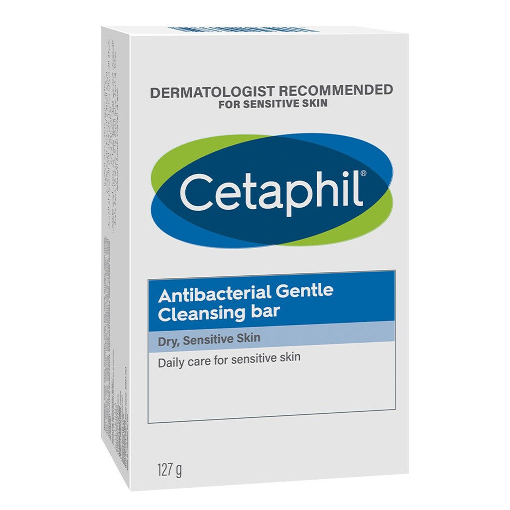 Cetaphil Antibacterial Daily Face & Body Gentle Cleansing Bar For Men & Women With Dry and Sensitive Skin, Unscented, 127g - Easy Pharmacy LLC