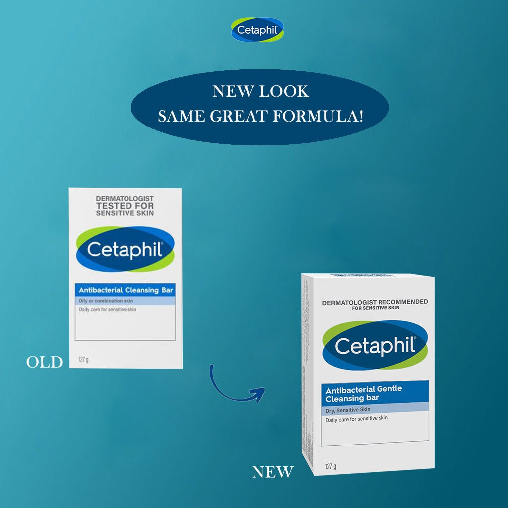 Cetaphil Antibacterial Daily Face & Body Gentle Cleansing Bar For Men & Women With Dry and Sensitive Skin, Unscented, 127g - Easy Pharmacy LLC