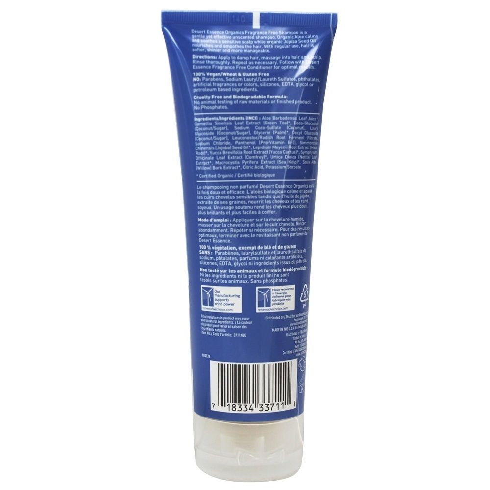 Desert Essence Organics Fragrance Free Shampoo 8 fl oz, 237 mL - Easy Pharmacy LLC