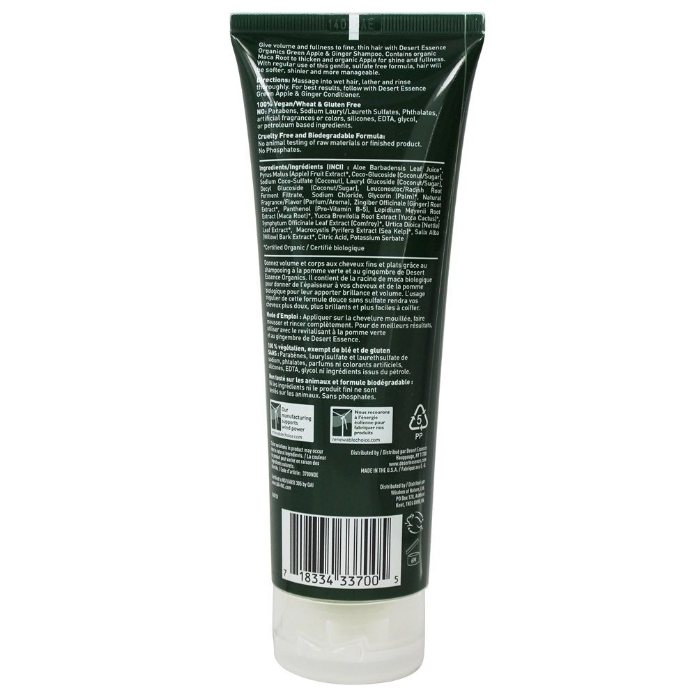 Desert Essence Organics Green Apple & Ginger Shampoo 8 fl oz, 237 mL - Easy Pharmacy LLC