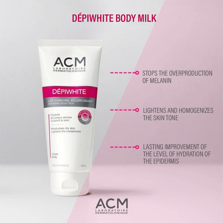 ACM Depiwhite Whitening Body Milk, Moisturising & Nourishing Body Lotion With Anti-Brown Spot Action 200ml - Easy Pharmacy LLC