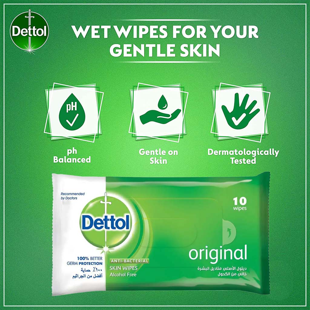 Dettol Anti-Bacterial Wipes 10's - Easy Pharmacy LLC