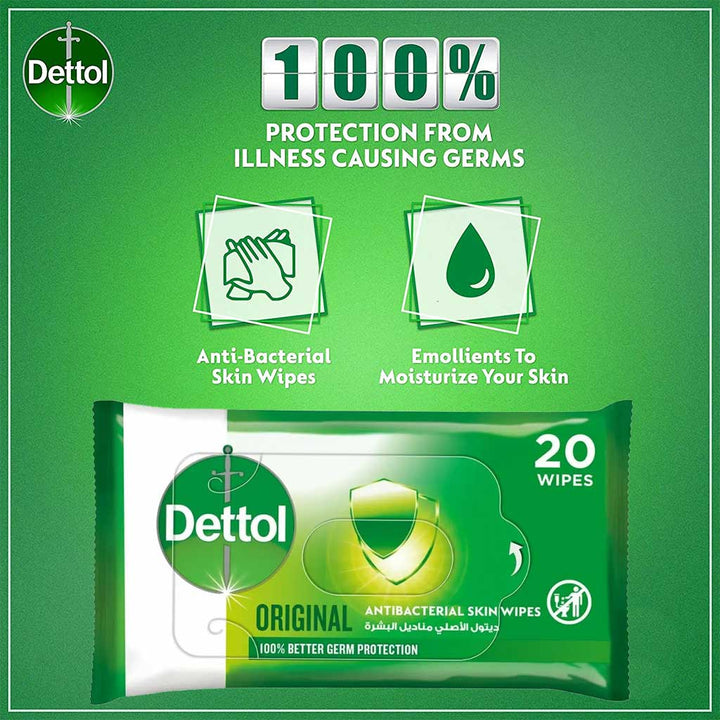 Dettol Anti-Bacterial Wipes 20's - Easy Pharmacy LLC