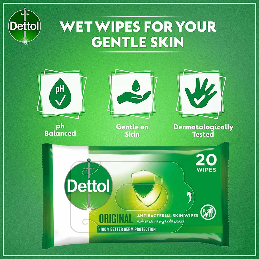 Dettol Anti-Bacterial Wipes 20's - Easy Pharmacy LLC