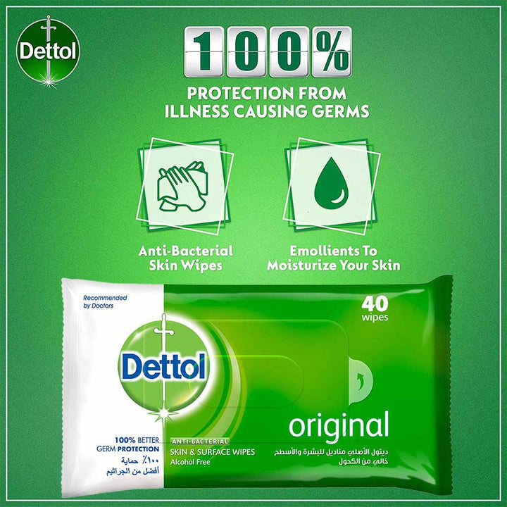 Dettol Anti-Bacterial Wipes 40's - Easy Pharmacy LLC