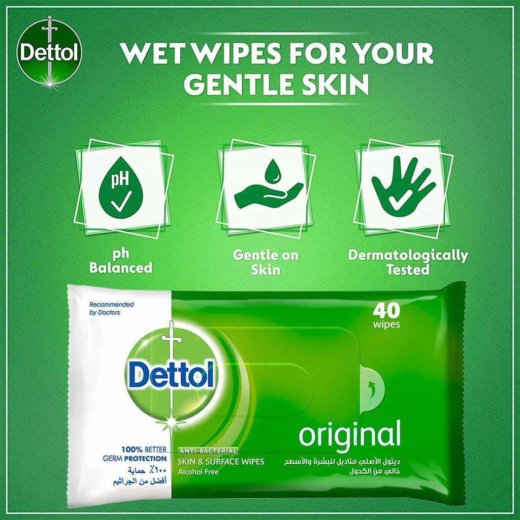 Dettol Anti-Bacterial Wipes 40's - Easy Pharmacy LLC