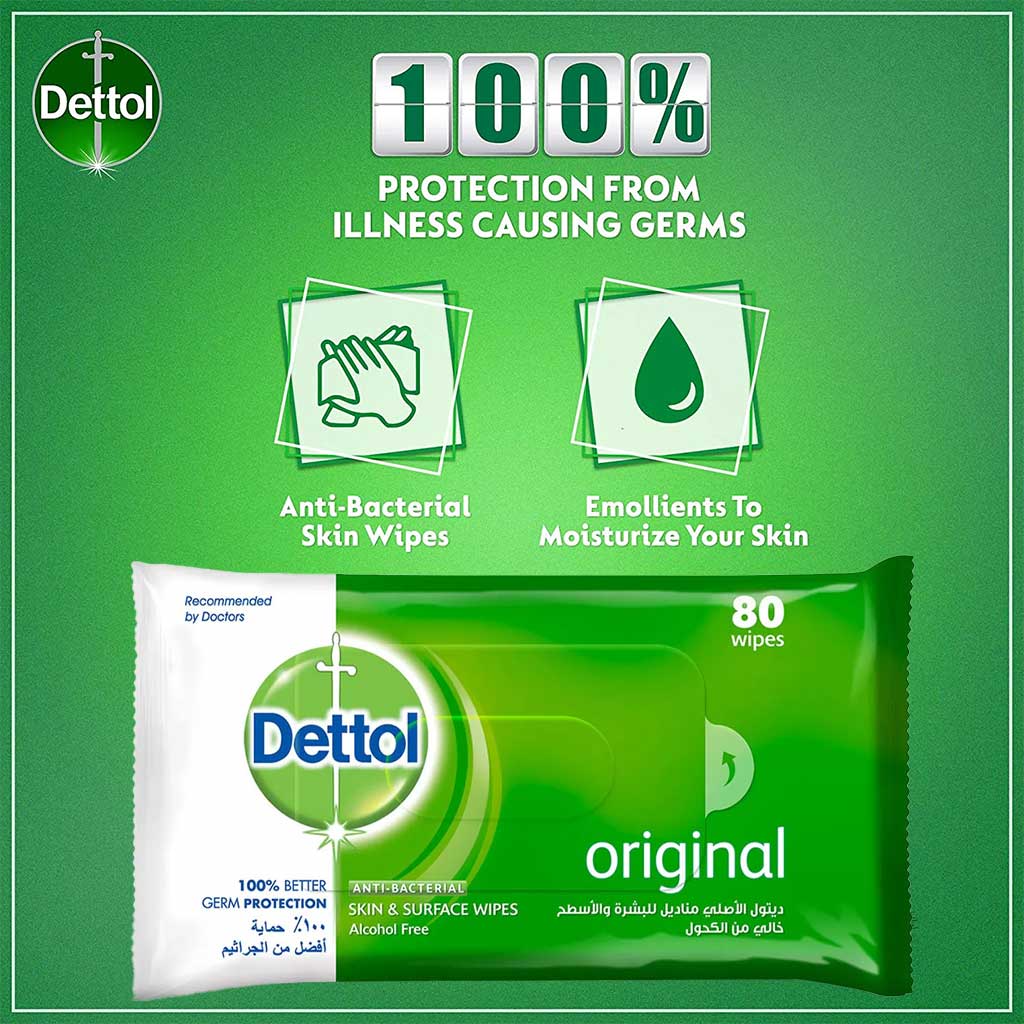 Dettol Anti-Bacterial Wipes 80's - Easy Pharmacy LLC