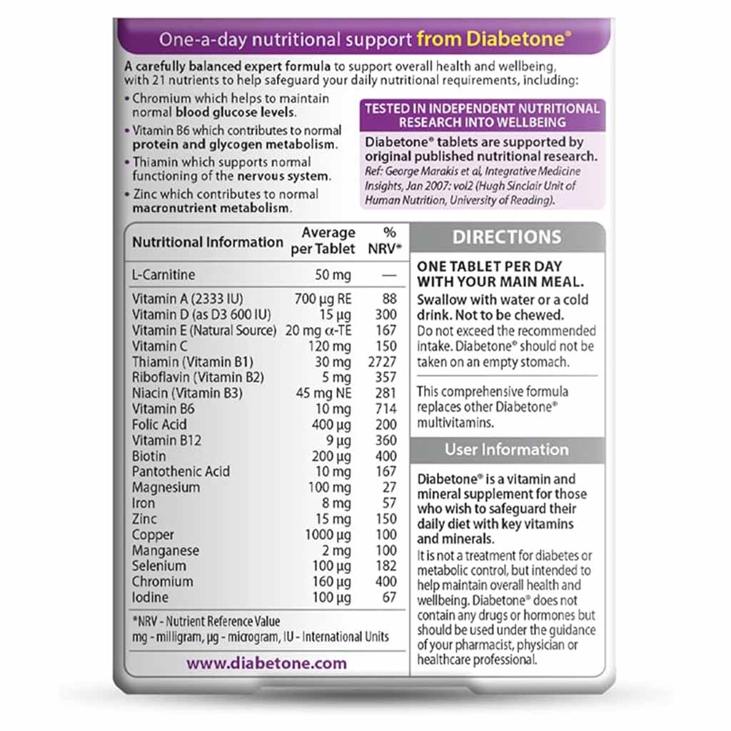 Vitabiotics Diabetone Original Nutritional Supplement Tablets For Diabetes, Pack of 30's - Easy Pharmacy LLC
