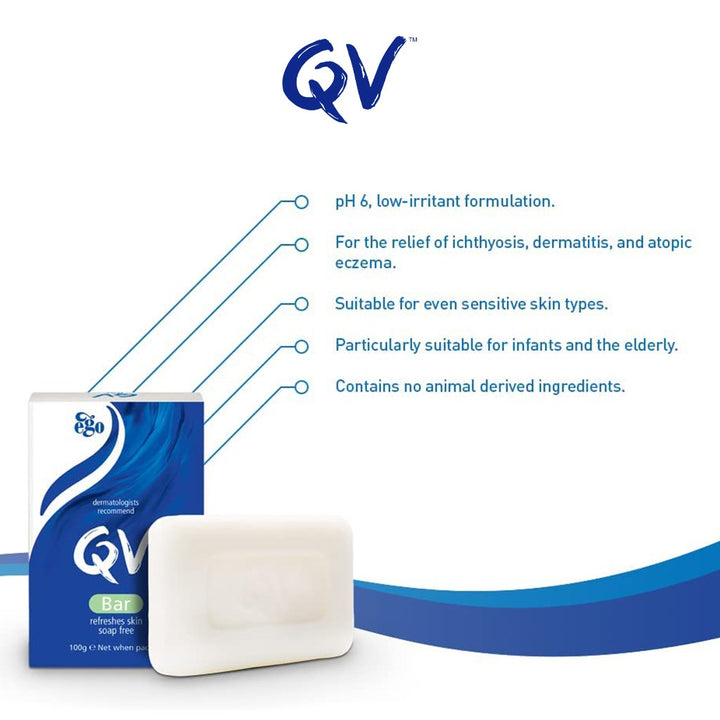Ego QV Bar, Soap Free 100g - Easy Pharmacy LLC