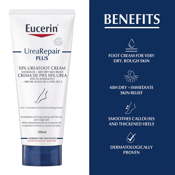 Eucerin UreaRepair Plus 10% Urea Intensive Foot Repair Cream For Dry & Rough Skin 100ml - Easy Pharmacy LLC