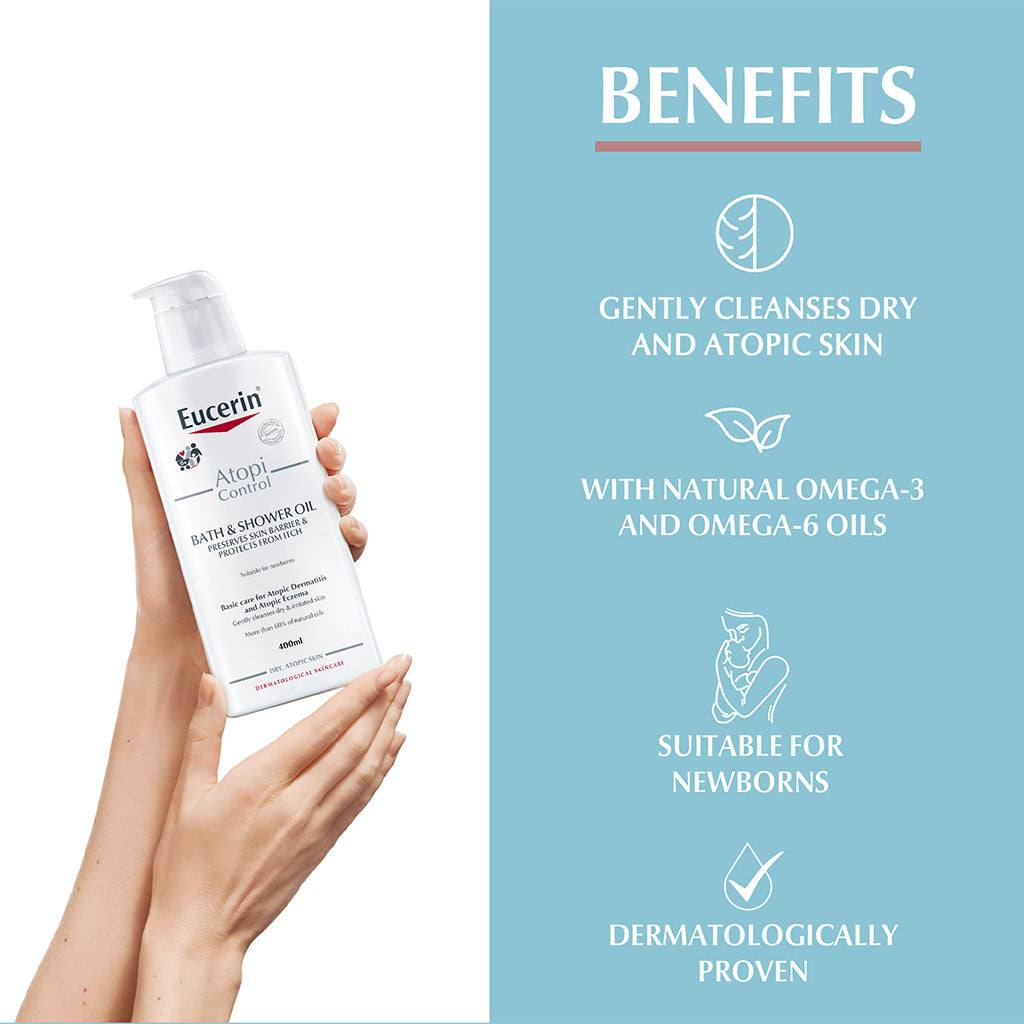 Eucerin AtopiControl Bath & Shower Oil For Atopic Dermatitis 400ml - Easy Pharmacy LLC