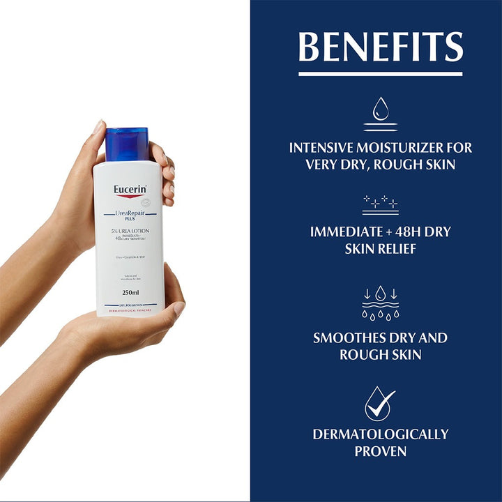 Eucerin UreaRepair Plus 5% Urea Moisturizing Lotion For Dry Rough Skin 250ml - Easy Pharmacy LLC
