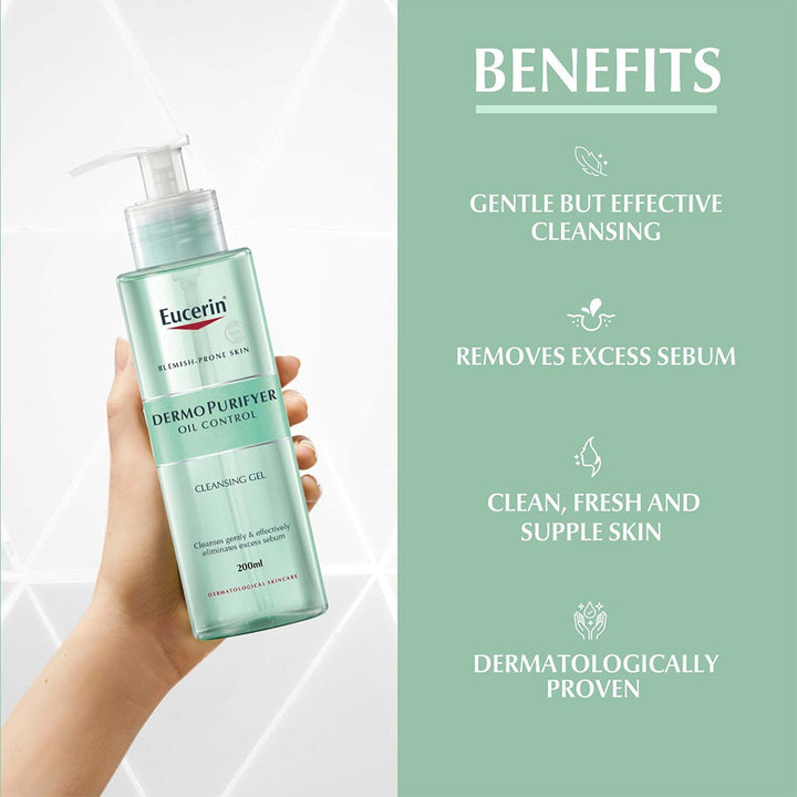 Eucerin Dermo Purifyer Oil Control Cleansing Gel For Blemish Prone Skin 200ml - Easy Pharmacy LLC