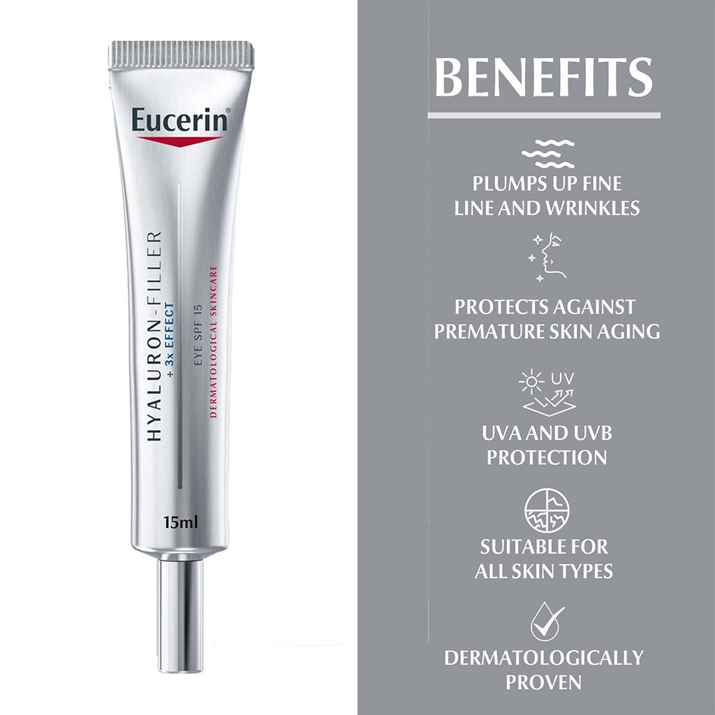 Eucerin Hyaluron-Filler 3x Effect Anti-Wrinkle SPF15 Eye Cream 15ml - Easy Pharmacy LLC