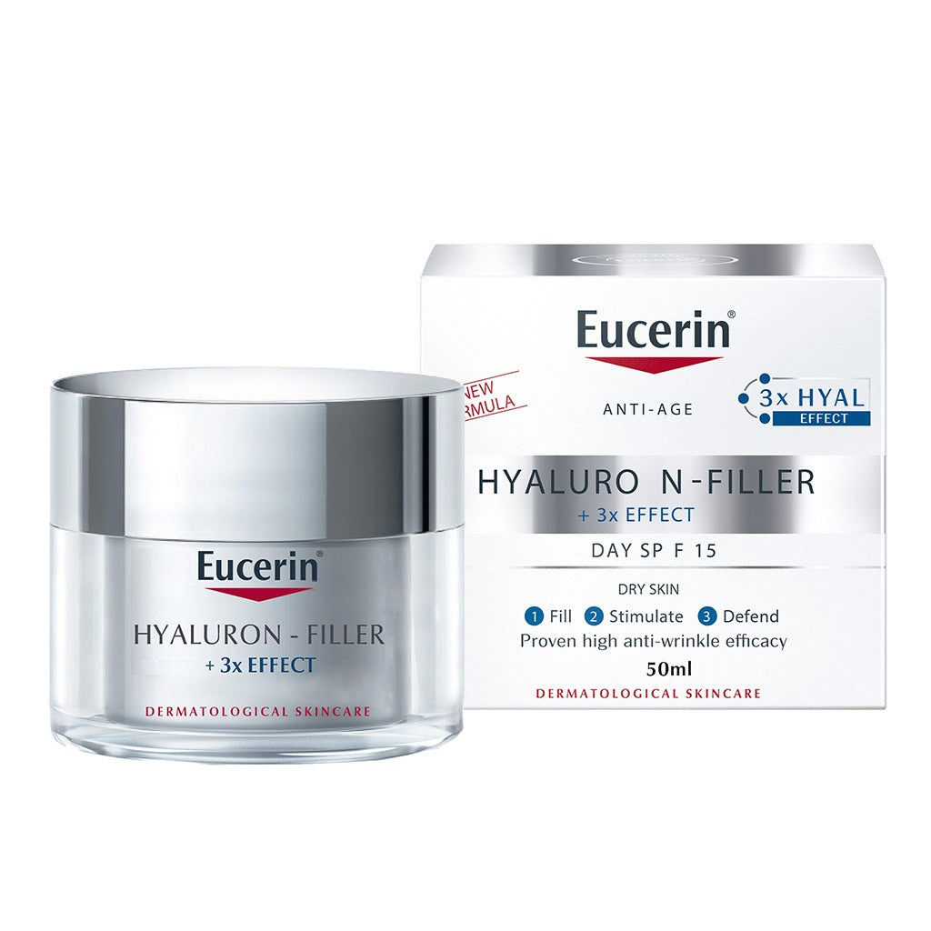 Eucerin Hyaluron-Filler 3x Effect Anti-Wrinkle Day Cream With SPF 15 for Dry Skin 50ml - Easy Pharmacy LLC