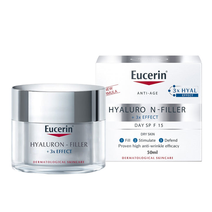 Eucerin Hyaluron-Filler 3x Effect Anti-Wrinkle Day Cream With SPF 15 for Dry Skin 50ml - Easy Pharmacy LLC