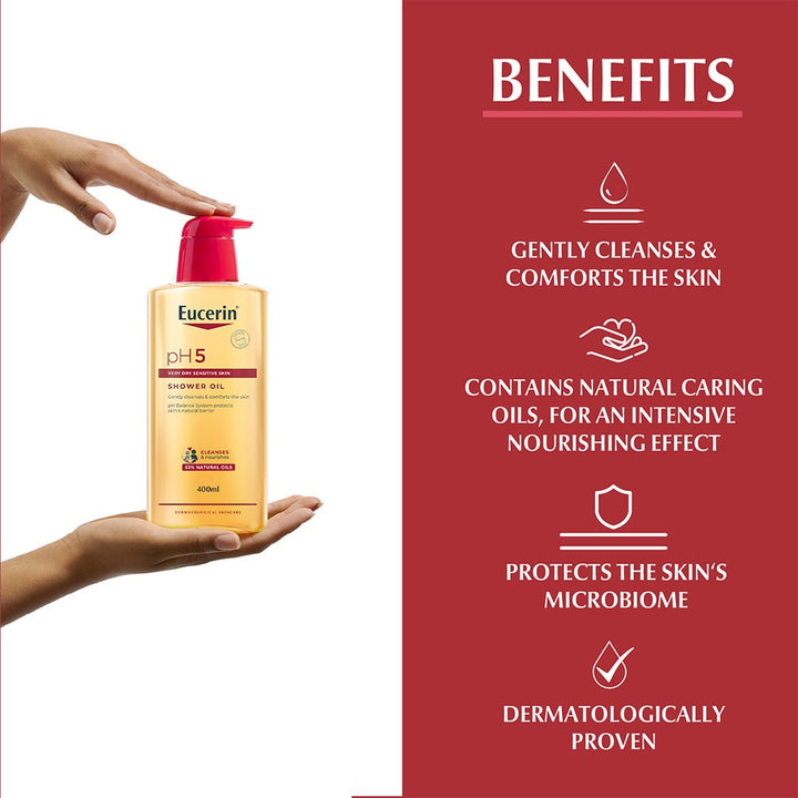 Eucerin pH5 Skin Protection Moisturizing Shower Oil For Very Dry & Sensitive Skin 400ml - Easy Pharmacy LLC