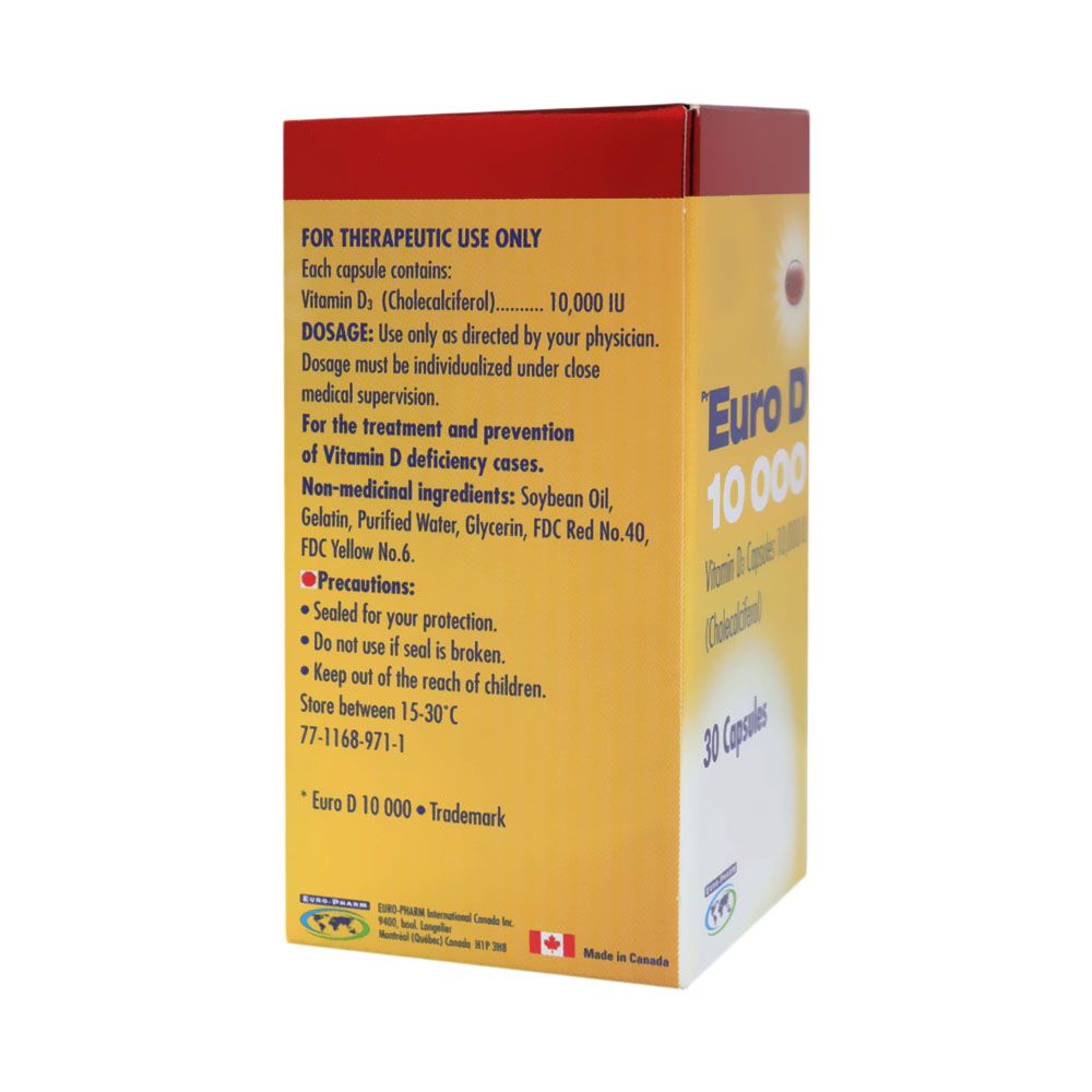 Euro D 10000 IU Capsules 30's - Easy Pharmacy LLC