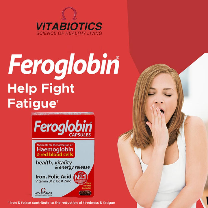 Vitabiotics Feroglobin B12 Capsules With Iron, Folic Acid & Vitamin B12 To Fight Fatigue, Pack of 30's - Easy Pharmacy LLC