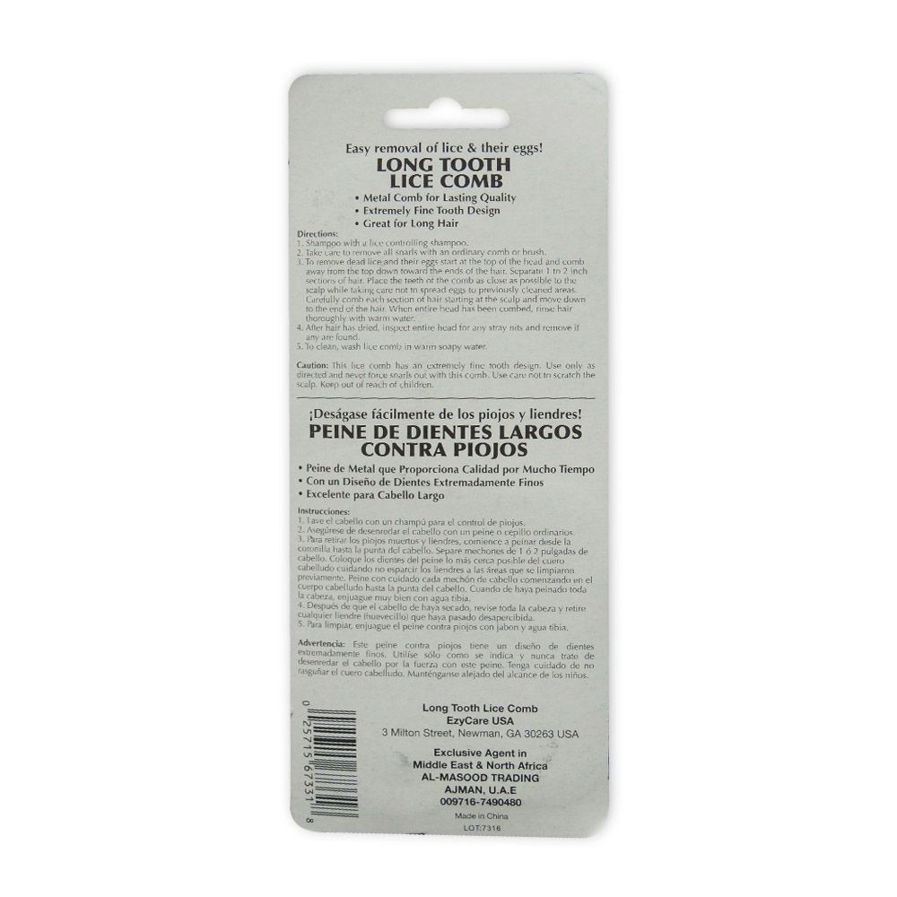 Ezy Care Long Tooth Lice Comb 67331 - Easy Pharmacy LLC