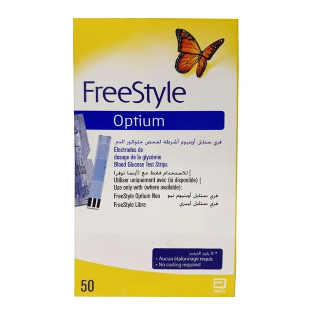 Freestyle Optium Blood Glucose Test Strips 50's - Easy Pharmacy LLC