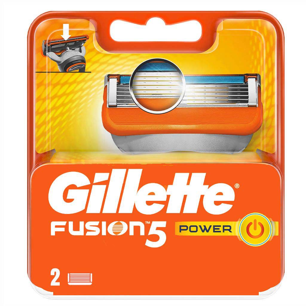 Gillette Fusion 5 Power Razor Blade Refill For Perfect Shave & Beard Shape, Pack of 2's - Easy Pharmacy LLC