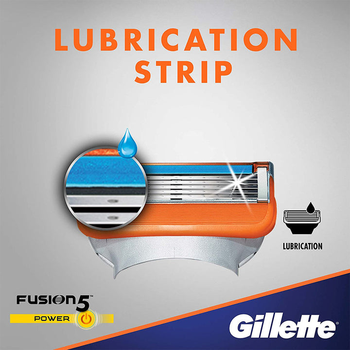 Gillette Fusion 5 Power Razor Blade Refill For Perfect Shave & Beard Shape, Pack of 2's - Easy Pharmacy LLC