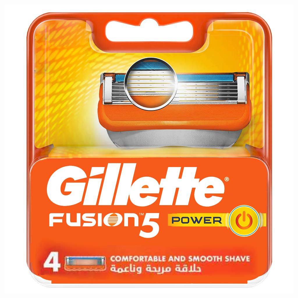 Gillette Fusion 5 Power Razor Blade Refill For Perfect Shave & Beard Shape, Pack of 4's - Easy Pharmacy LLC