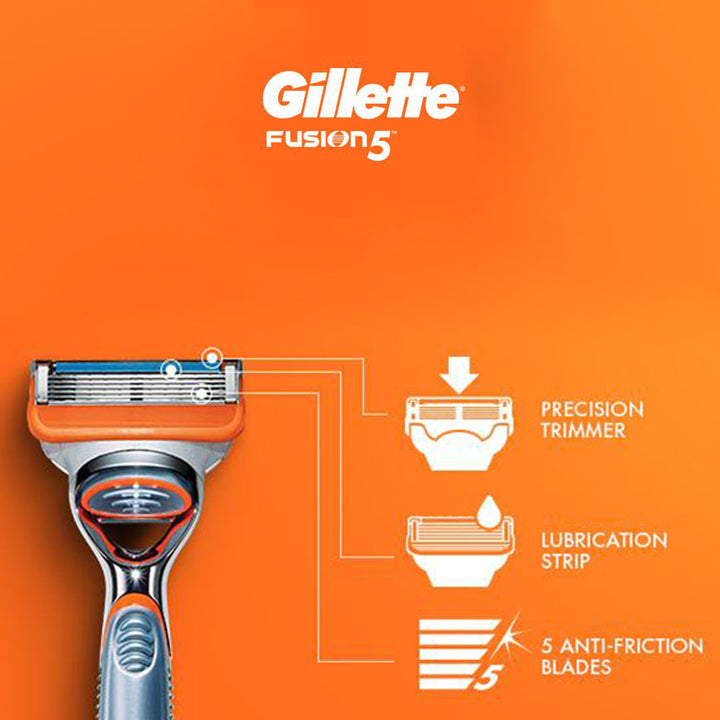 Gillette Fusion 5 Power Razor Blade Refill For Perfect Shave & Beard Shape, Pack of 4's - Easy Pharmacy LLC
