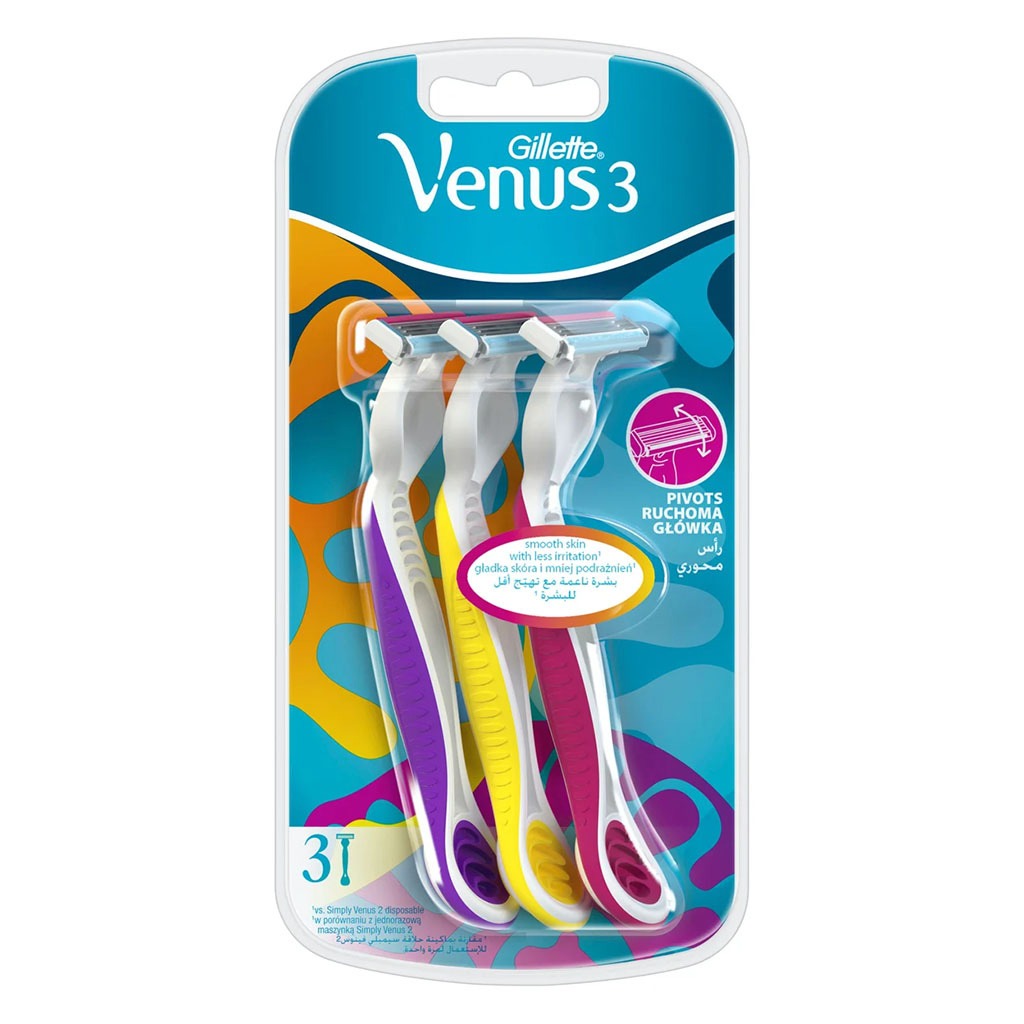 Gillette Simply Venus 3 Plus Disposable Razor For Women, Pack of 3's - Easy Pharmacy LLC