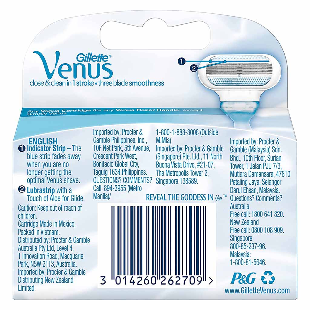 Gillette Venus Passion Close & Clean Women's Razor Blade Refill, Pack of 4's - Easy Pharmacy LLC