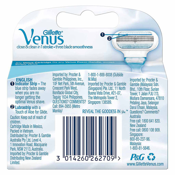 Gillette Venus Passion Close & Clean Women's Razor Blade Refill, Pack of 4's - Easy Pharmacy LLC