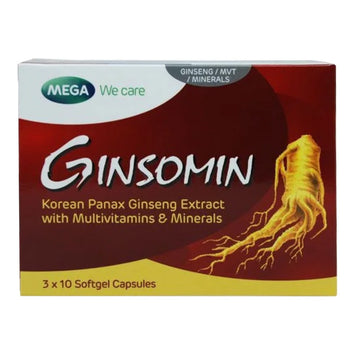 Mega Ginsomin Capsules 30’s – Daily Multinutrient Supplement with Ginseng for Energy & Wellness Support