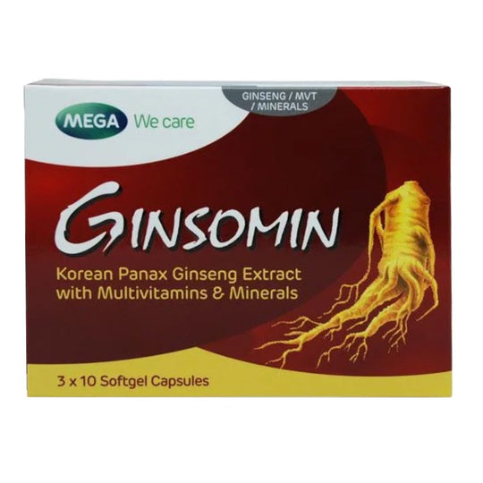 Mega Ginsomin Capsules 30’s – Daily Multinutrient Supplement with Ginseng for Energy & Wellness Support