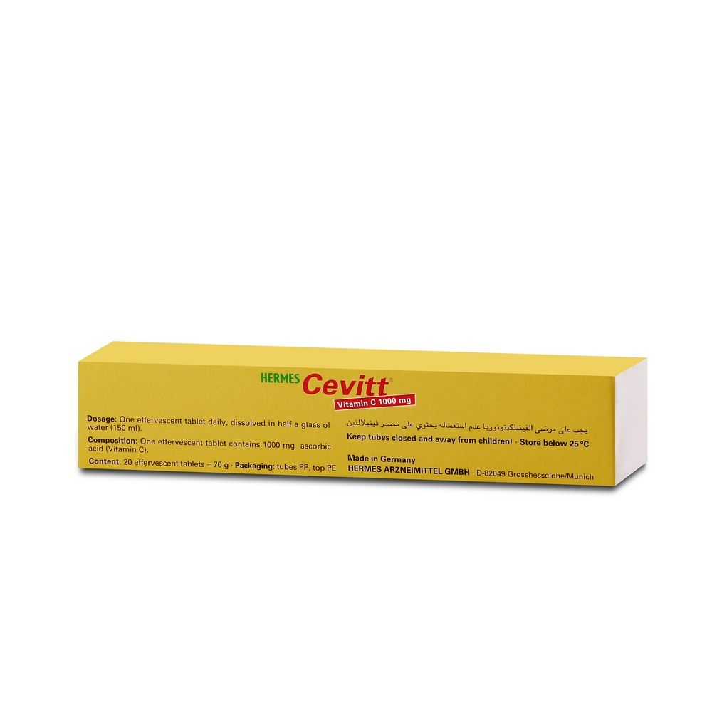 Hermes Cevitt 1000MG Orange Effervescent Tablets 20's - Easy Pharmacy LLC