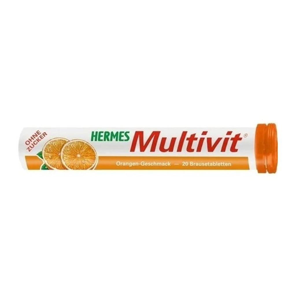 Hermes Multivit Effervescent Sugar Free Multivitamin Supplement Tablets Orange Flavour, Pack of 20's - Easy Pharmacy LLC