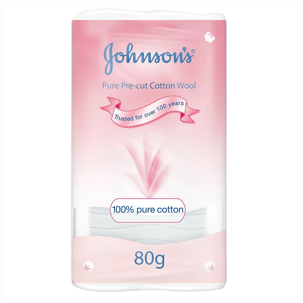 Johnson's Pure Pre-Cut Cotton Wool 80g - Easy Pharmacy LLC