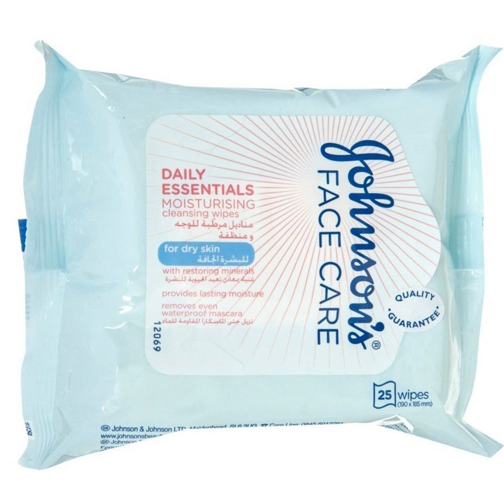 Johnson's Moisturising & Cleansing Makeup Remover Facial Micellar Wipes For Dry Skin, Pack of 25's - Easy Pharmacy LLC