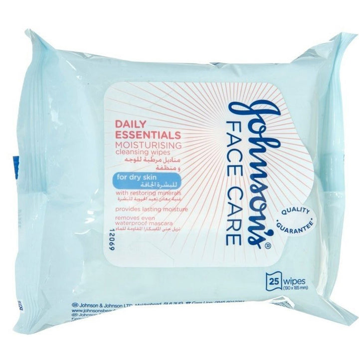 Johnson's Moisturising & Cleansing Makeup Remover Facial Micellar Wipes For Dry Skin, Pack of 25's - Easy Pharmacy LLC