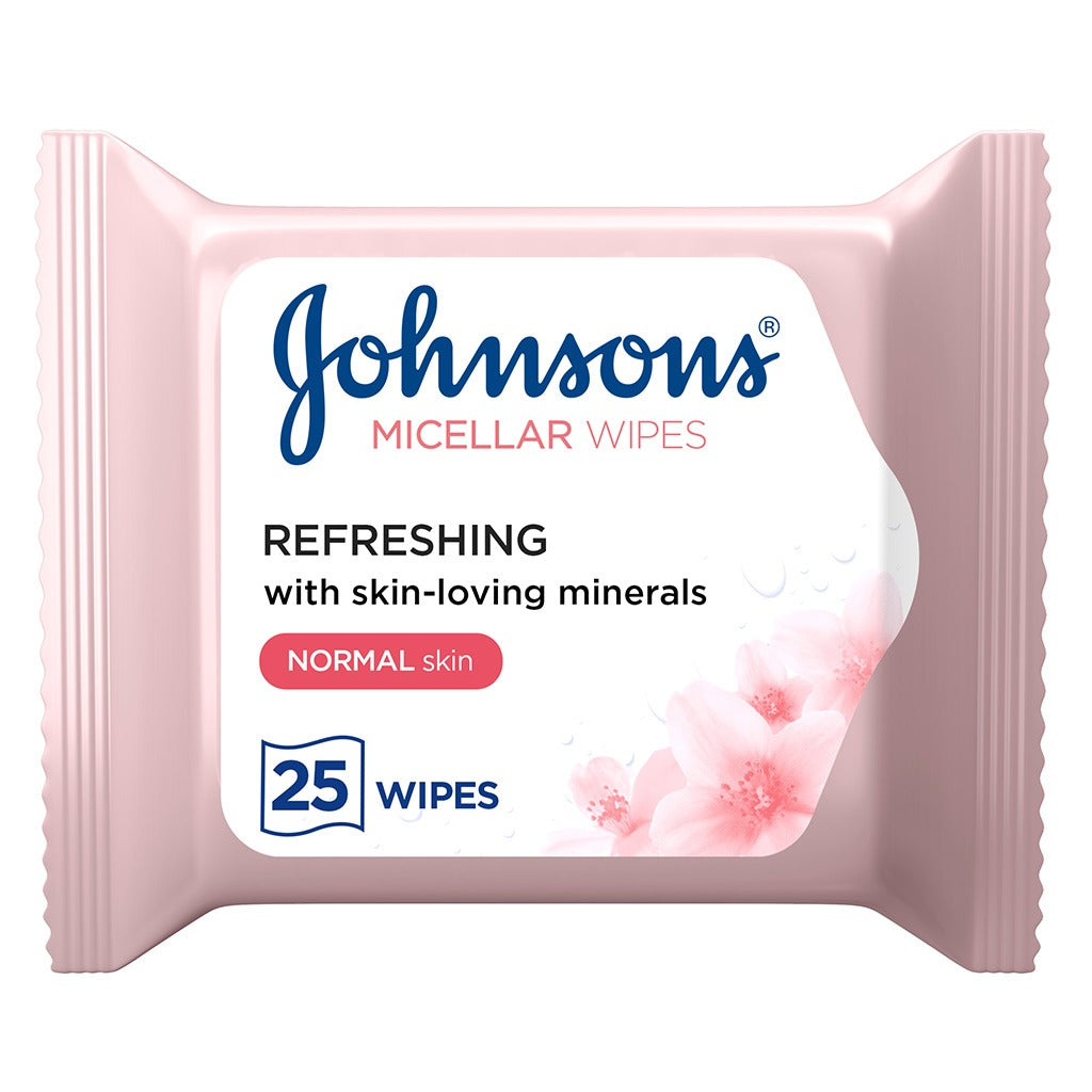 Johnson's Daily Essentials Refreshing Facial Cleansing Makeup Remover Wipes For Normal Skin, Pack of 25's - Easy Pharmacy LLC