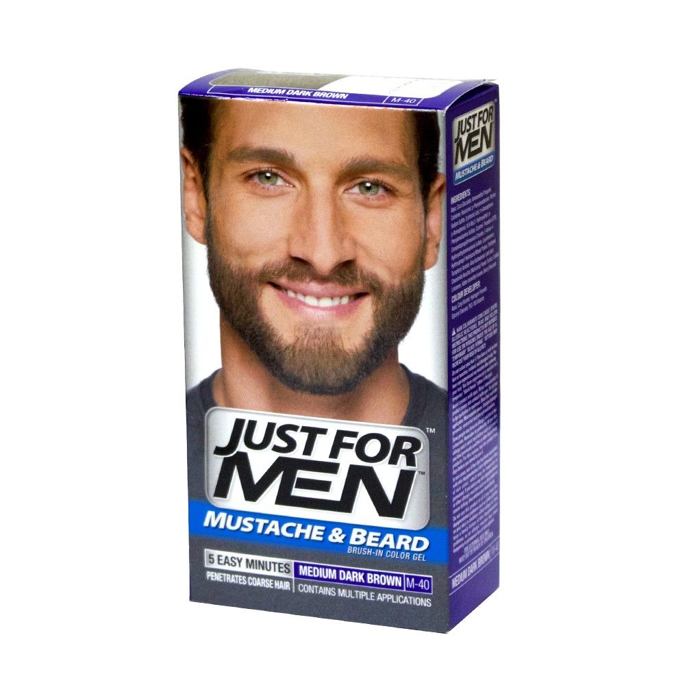 Just For Men Mustache & Beard Medium Dark Brown Brush-In Color Gel M-40 - Easy Pharmacy LLC