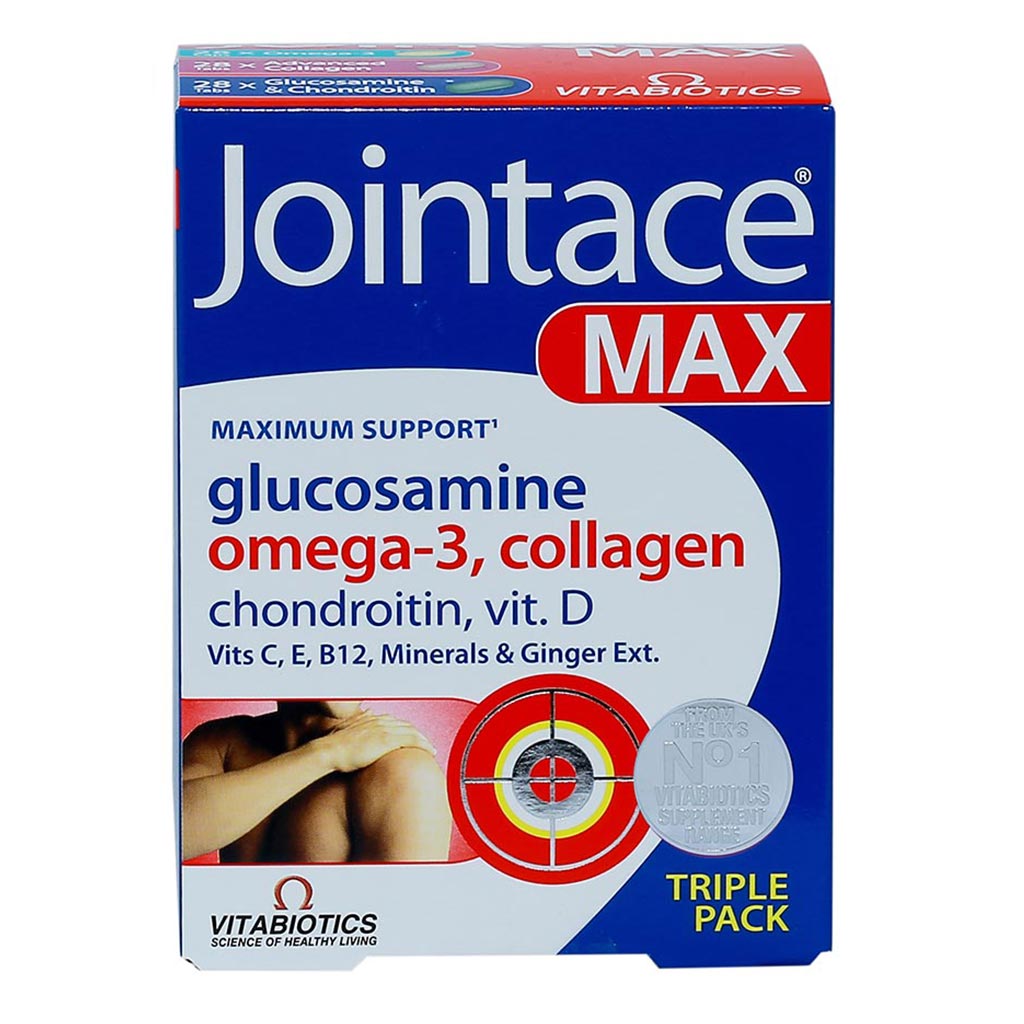Vitabiotics Jointace Max For Healthy Bone & Cartilage, Triple Pack of Omega-3 Capsules 28's + Glucosamine, Turmeric & Chondroitin Tablets 28's + Collagen Tablets 28's - Easy Pharmacy LLC