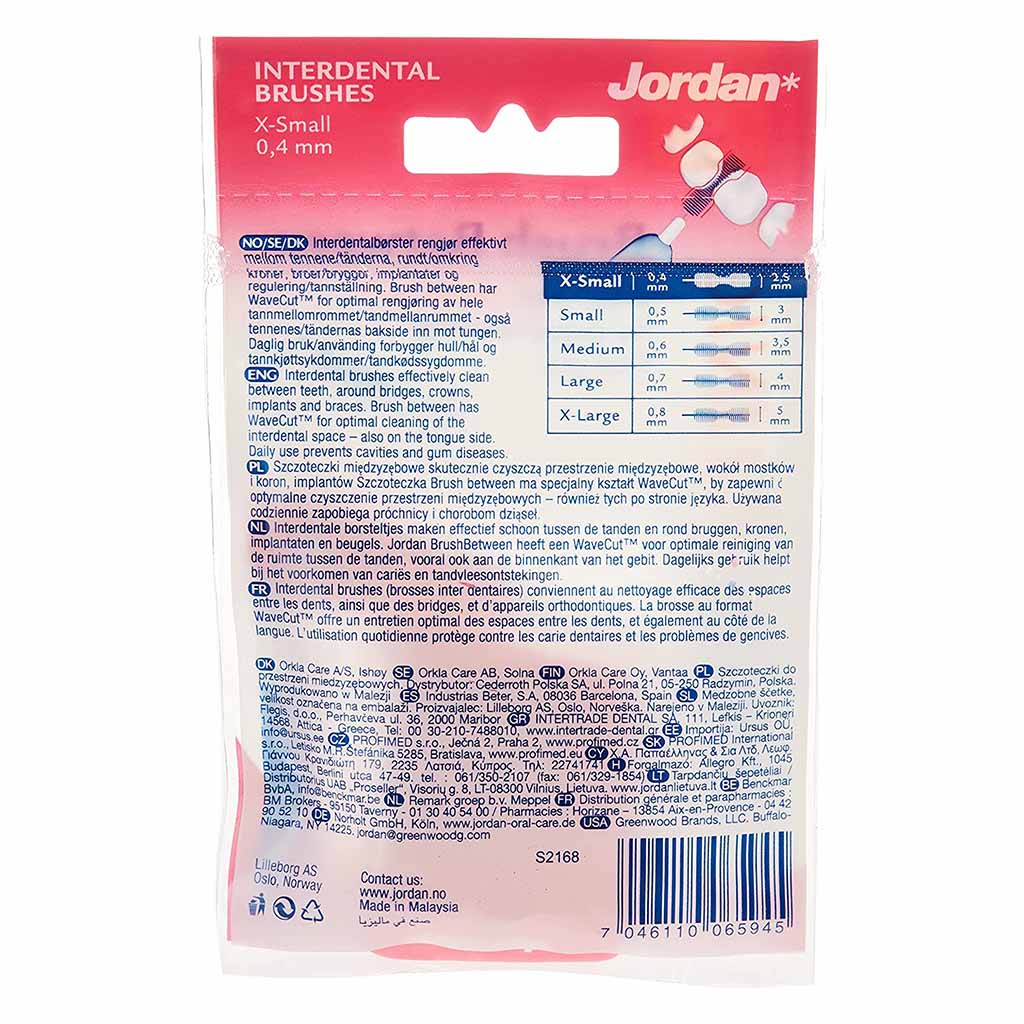 Jordan Clinic Brush Between Interdental Brushes For Gum Health, X-Small, Pack of 10's - Easy Pharmacy LLC