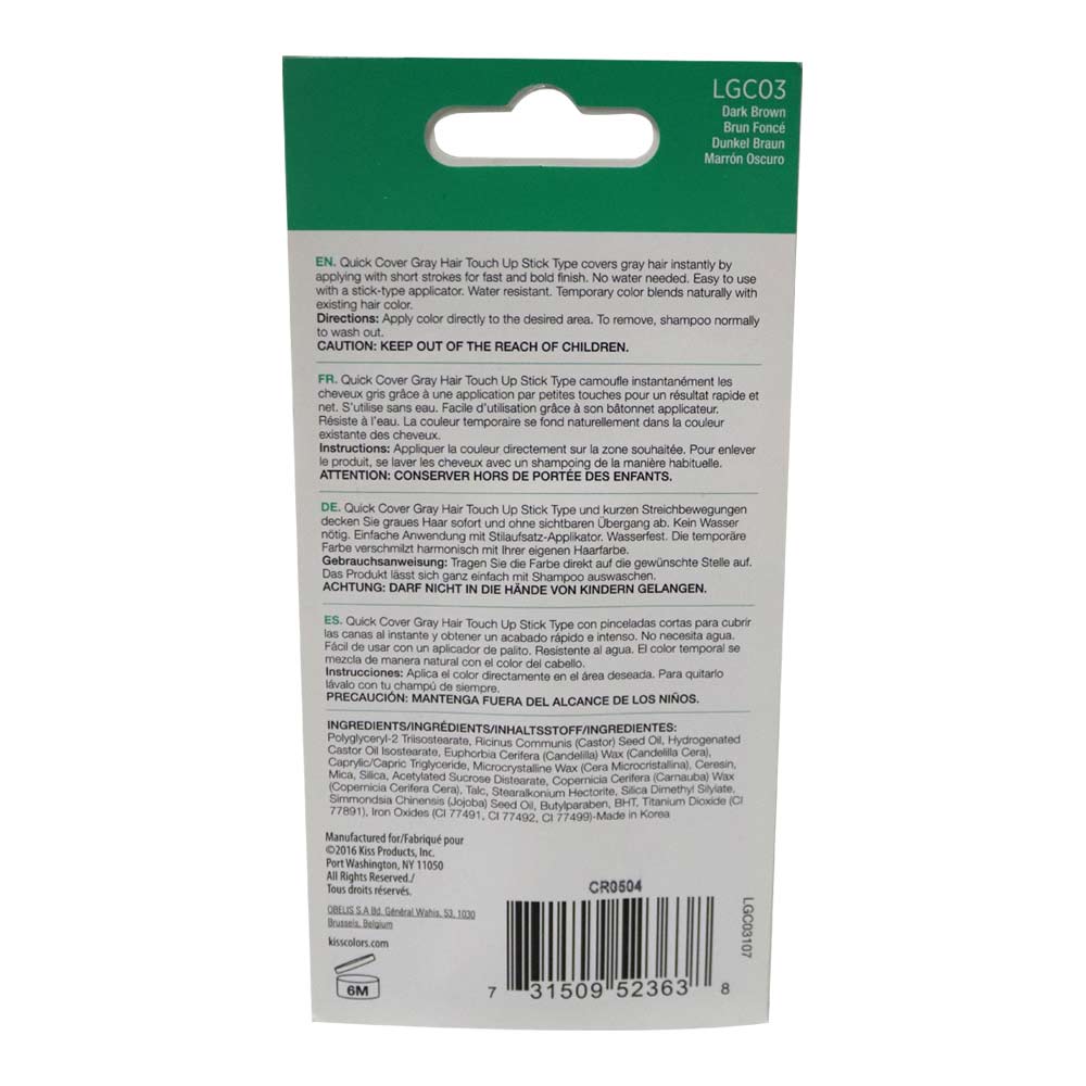 Kiss Quick Cover Dark Brown Color Stick LGC03 - Easy Pharmacy LLC