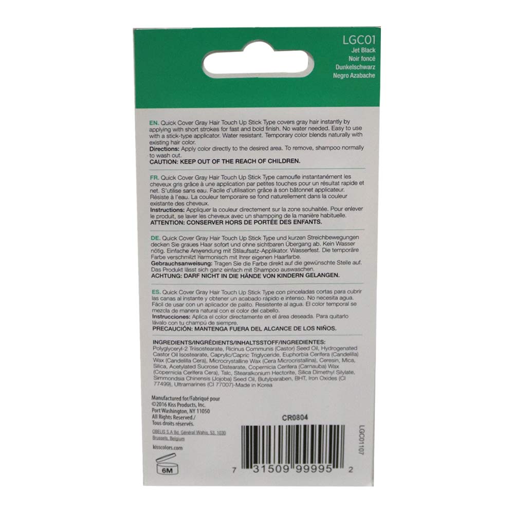 Kiss Quick Cover Jet Black Color Stick LGC01 - Easy Pharmacy LLC