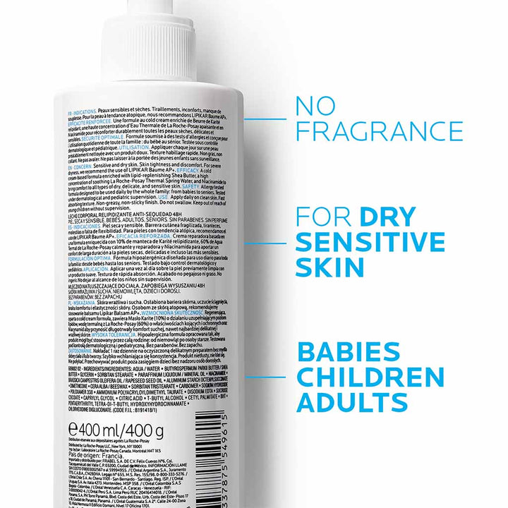 La Roche-Posay Lipikar Lait Lipid Replenishing Body Lotion For Sensitive, Uncomfortable & Dry Skin 400ml - Easy Pharmacy LLC