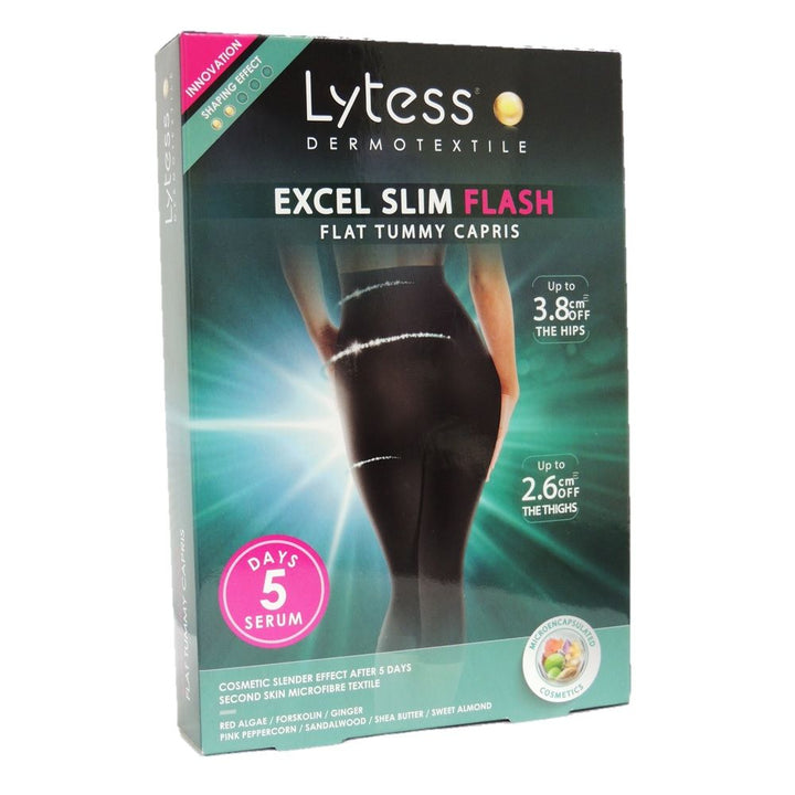 Lytess Excel Slim Flash Flat Tummy Capris Black L/XL PF00759A - Easy Pharmacy LLC